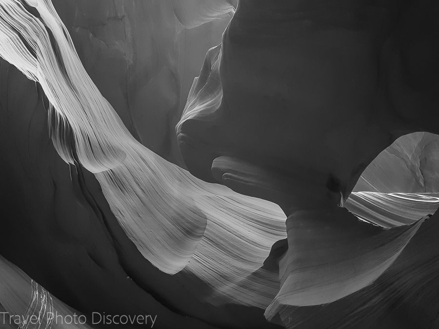 Black and white study Road trip to Antelope Canyon in Arizona