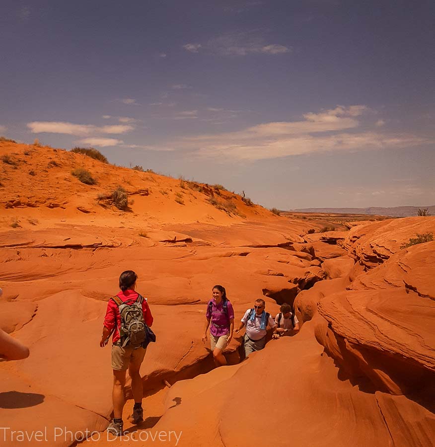 Crawling out of the lower Antelope Canyon Arizona