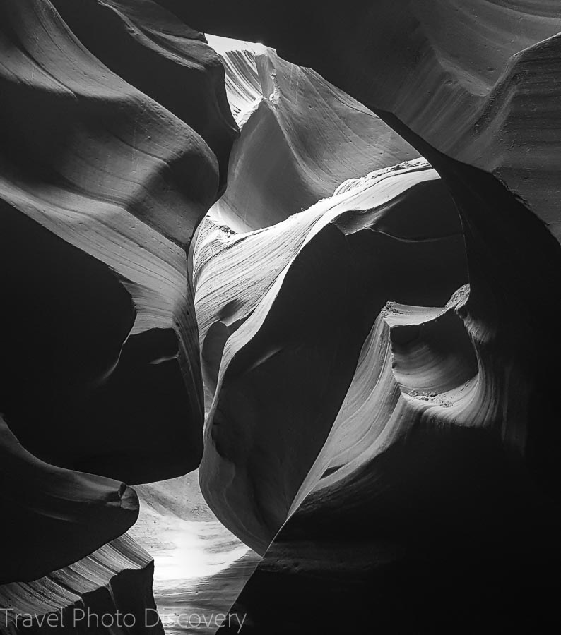 Black and white study Road trip to Antelope Canyon in Arizona