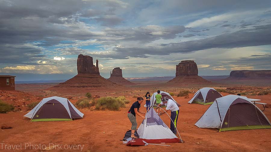 Setting up camp fronting Monument Vallley bordering Utah and Arizona