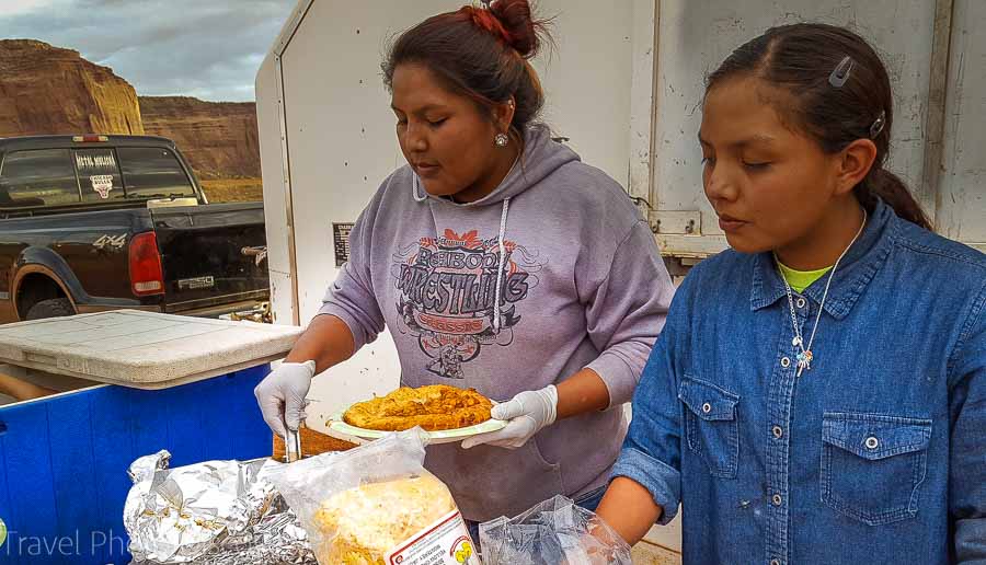 Indian taco style dinner Visiting and touring Monument Valley in Utah