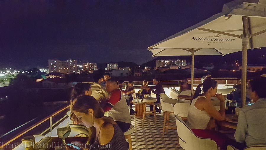 Rooftop bars overlooking downtown Panama city from Casco Viejo