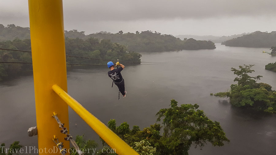 Zip line adventure over Gatun Lake in Panama