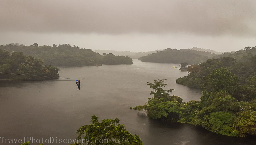 Zip line adventure over Gatun Lake in Panama