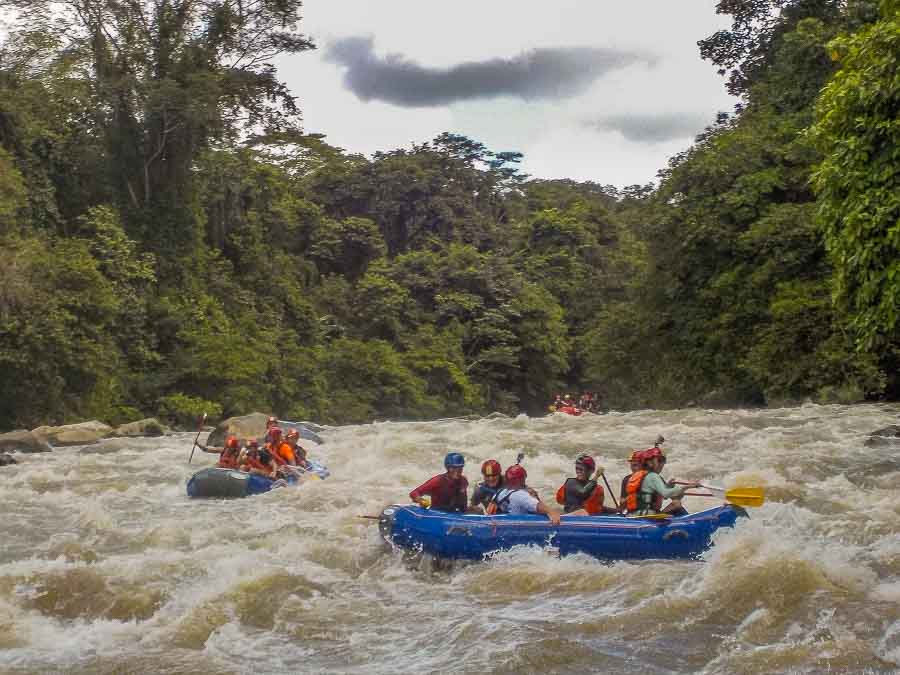 Shooting the rapids of the Chiriqui Viejo river in Boquete Panama