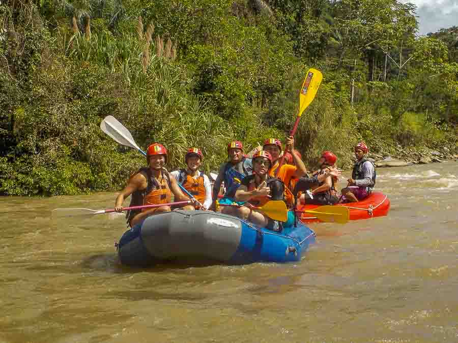 Starting our river rafting experience on the Chiriqui Viejo river in Boquete, Panama