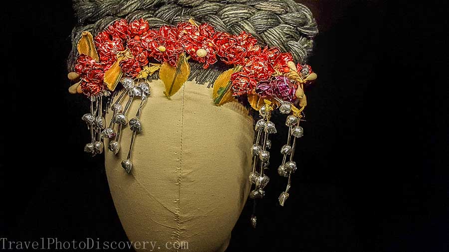 Frida Kahlo's headdress displays at Frida Kahlo Museum