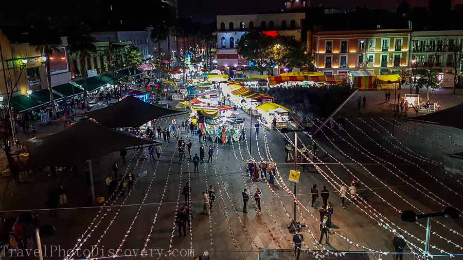 Views from above at the Tequila museum at Garibaldi Square at night Mexico City