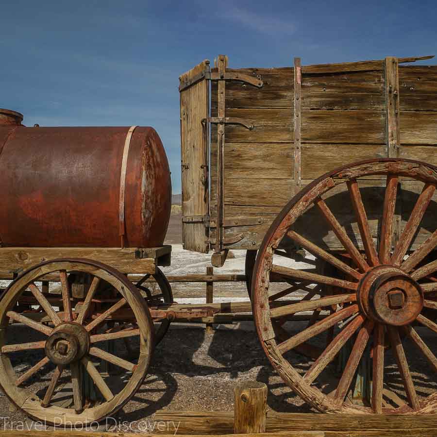 Relic wagons at the Borax works Death Valley National Park