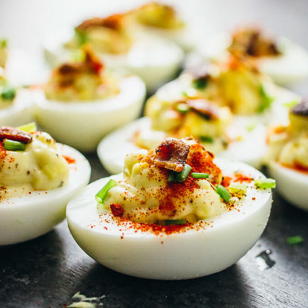 Easter dessert and foods Deviled eggs with Savory Tooth