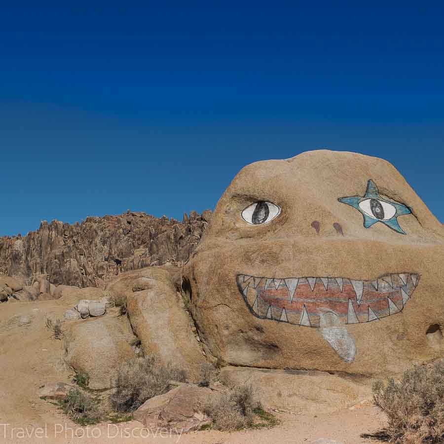 Travel Photo postcard at Alabama Hills Painted rock face