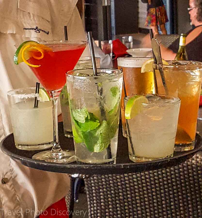 Specialty tropical drinks at the Faro Blanco Resort restaurant