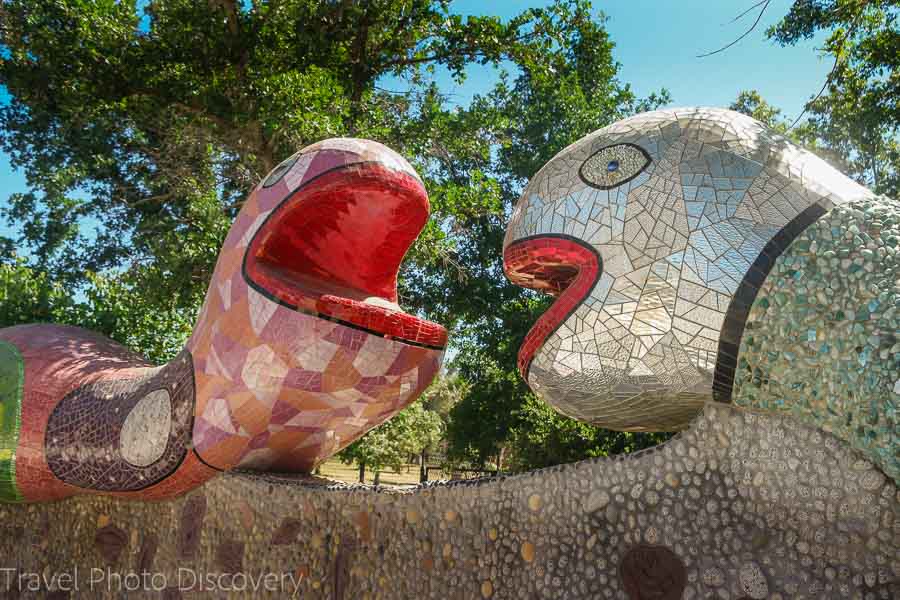 Serpents on the outer wall at Queen Califia's Magical Circle