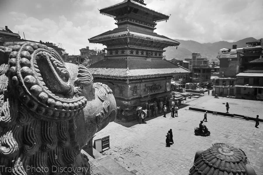 Bhaktapur temples Nepal photography in black and white