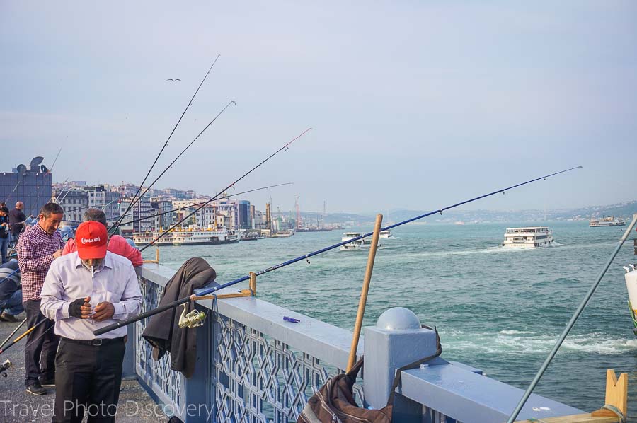 Fishing on the Galata bridge in Istanbul