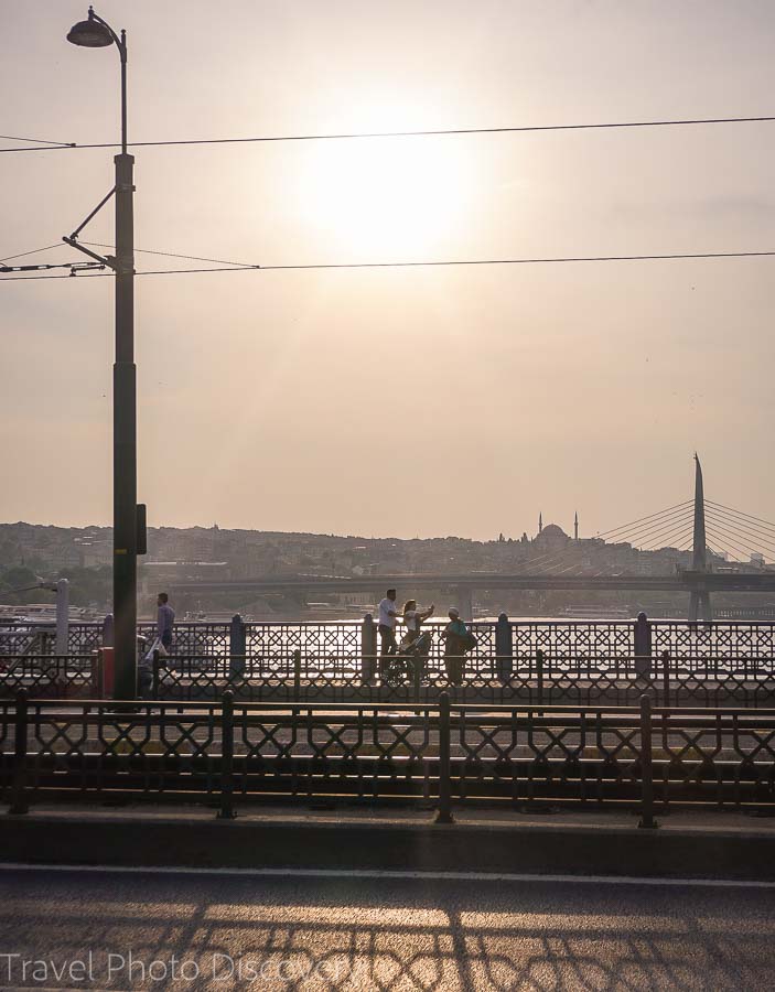 Crossing the Galata bridge in central Istanbul