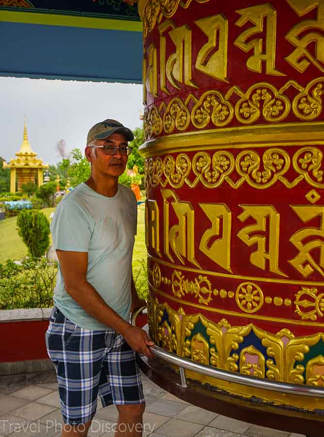 Giant prayer wheels at the German monastery in Lumbini