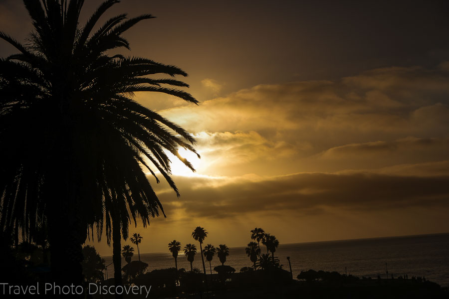 Sunset on the coast line at La Jolla beach areas