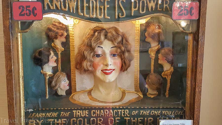 An old fashion amusement coin machine in Virginia City Montana