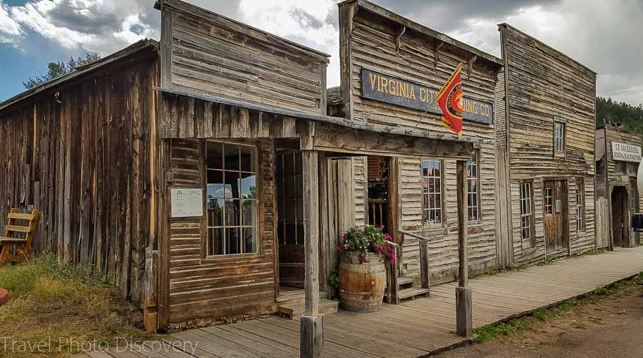 Old town board walk and store fronts in Virginia City Montana