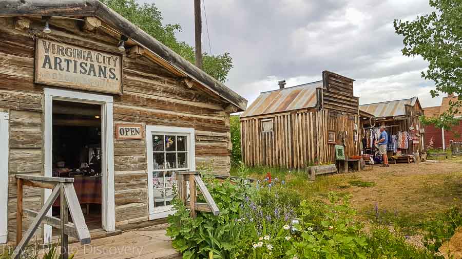 Small shotgun shacks turned into stores at Virginia City Montana