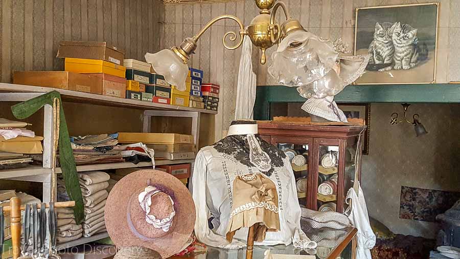 An old time fashion millinery store in Virginia City Montana