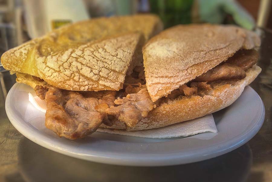 Typical Bifana sandwich in Portugal