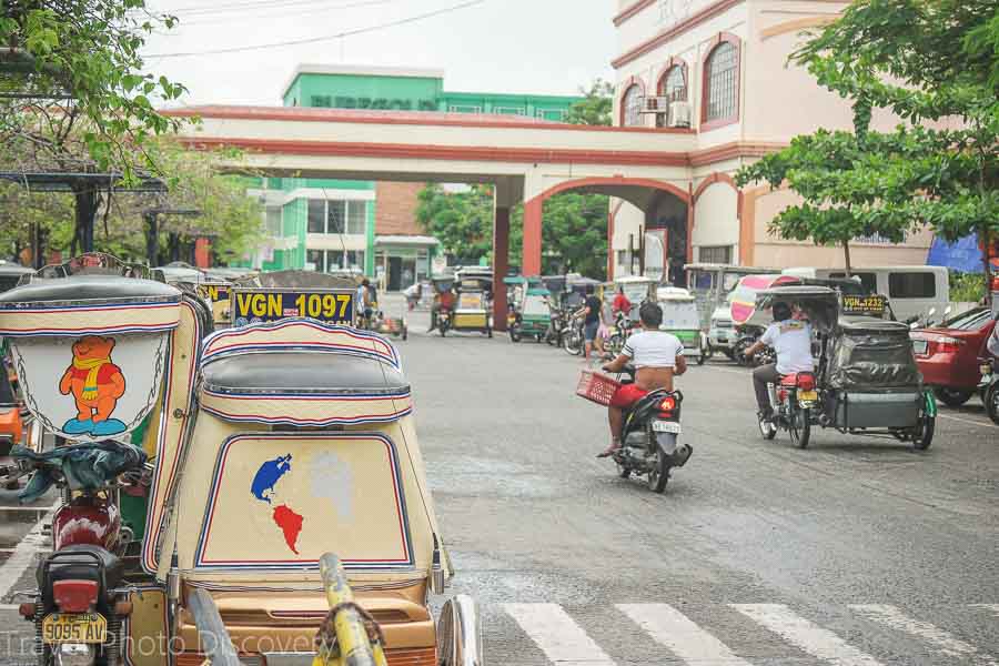 Tricycles at the public market in Vigan