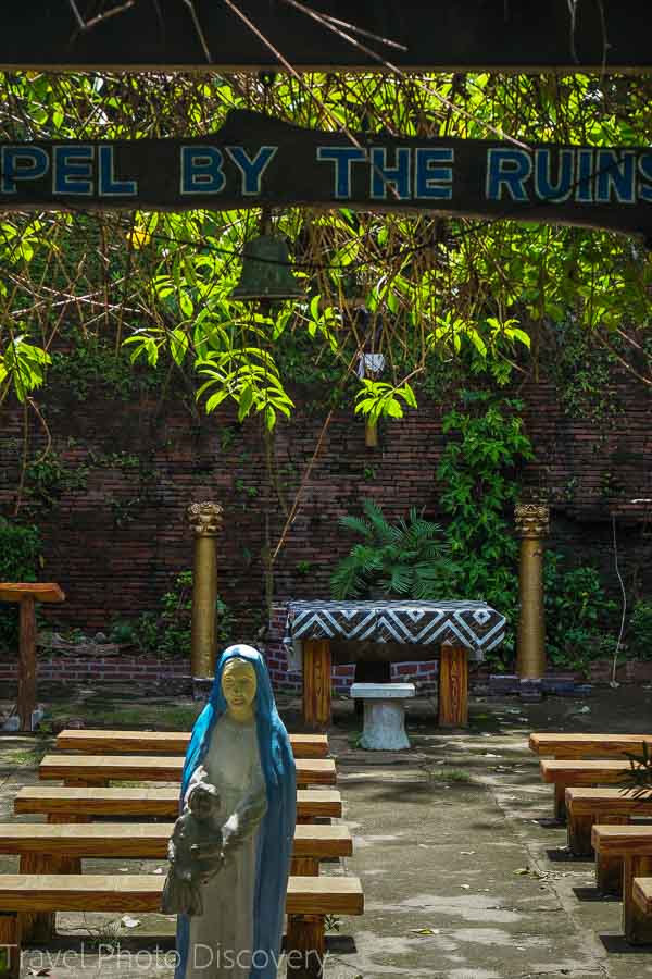 outdoor gardens of Bantay Church in Vigan City