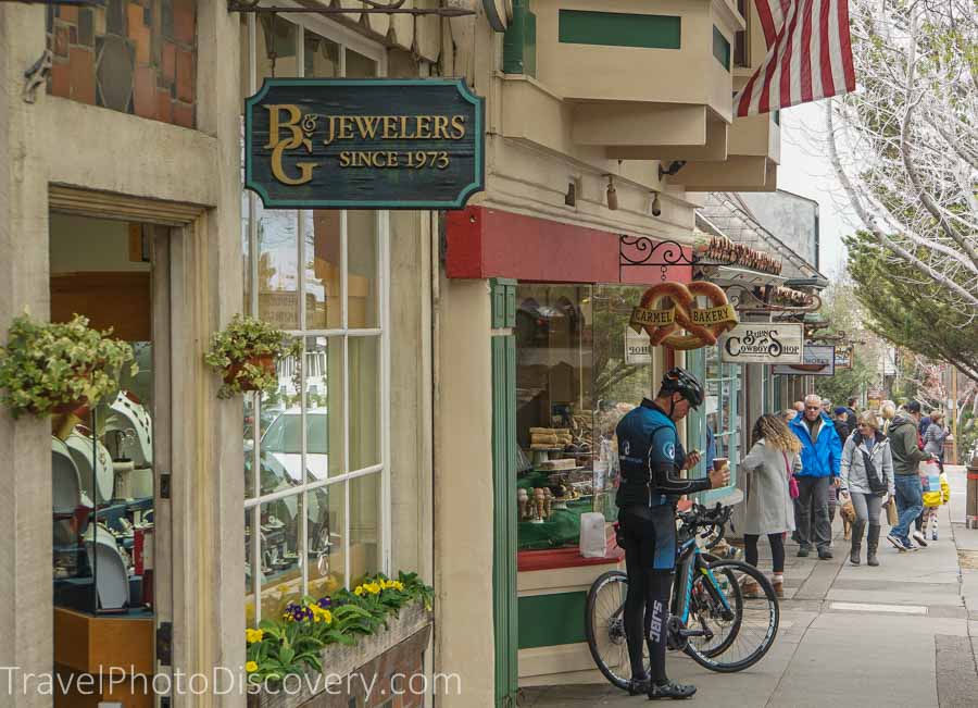 Carmel town shopping scene on Ocean Avenue