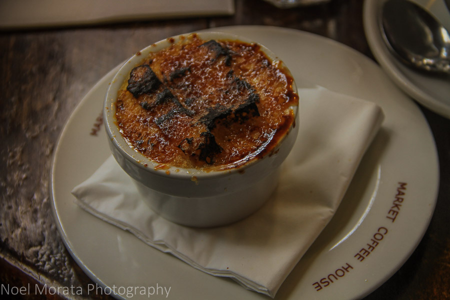 Trying some delicious bread pudding at Market Coffee House