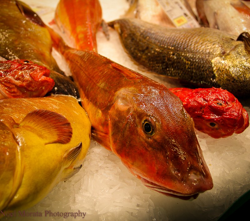 Fish vendor at the Boqueria market