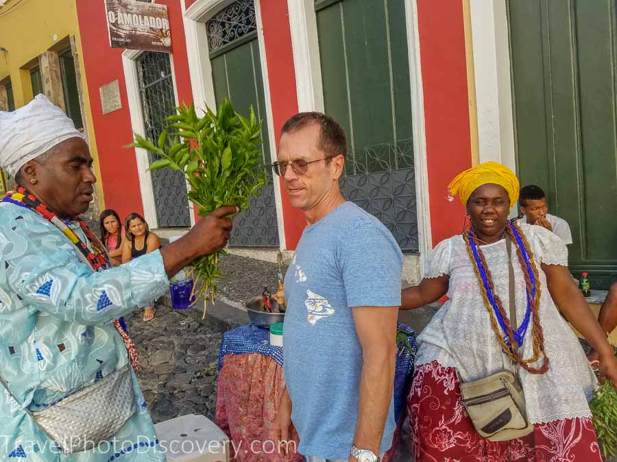 Vodoo blessing at a square in Pelourinho