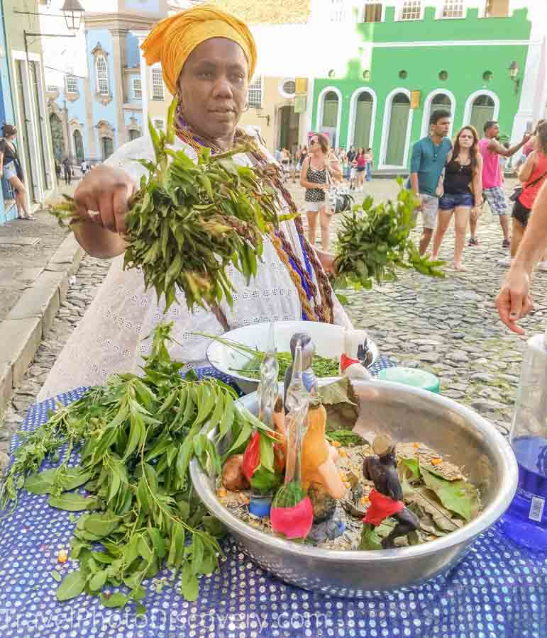 Vodoo blessing at a square in Pelourinho