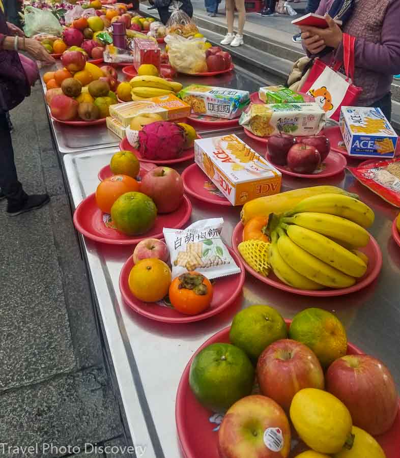 fruit displays at Longshan temple, Bangka district in Taipei
