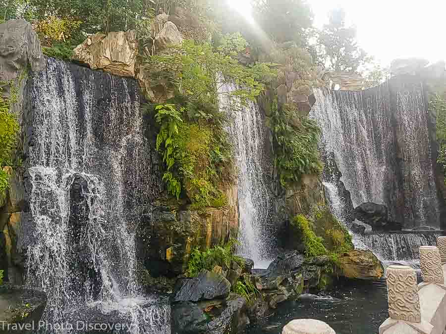 entry waterfall feature at Longshan temple, Bangka district in Taipei