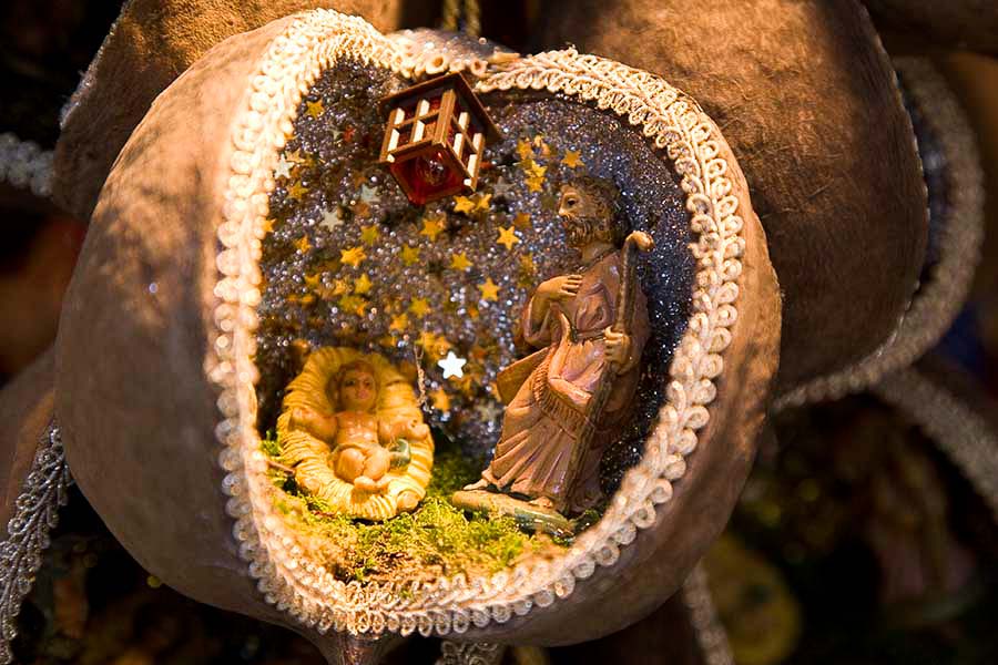 Traditional Christmas decoration on sale at one of the stalls of Quebec City's German Christmas Market