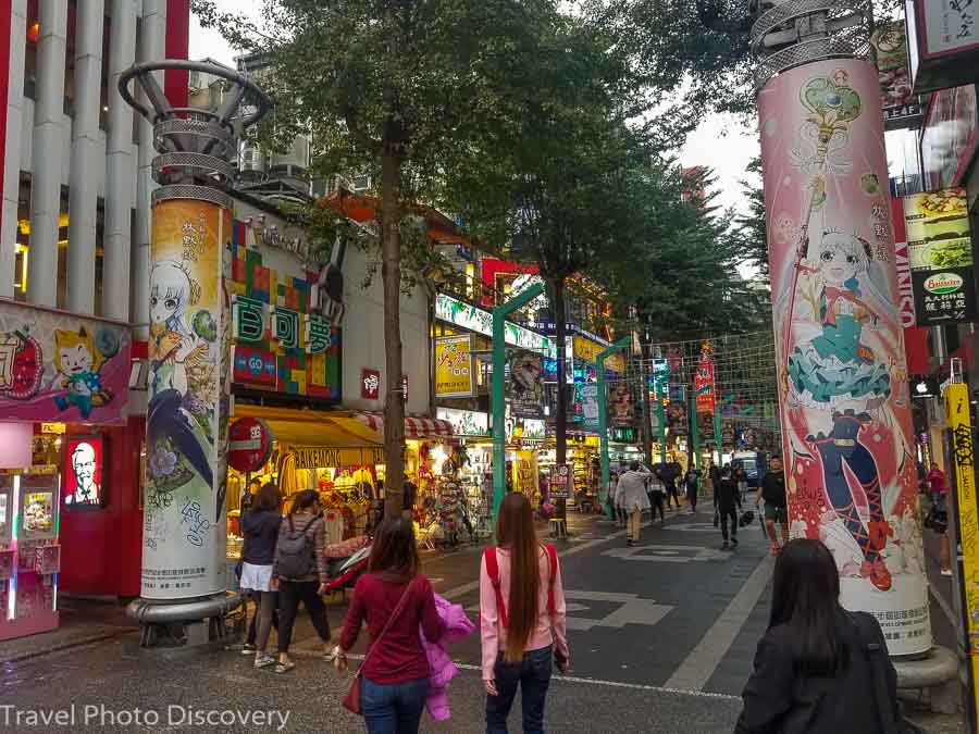 Ximending night market scene