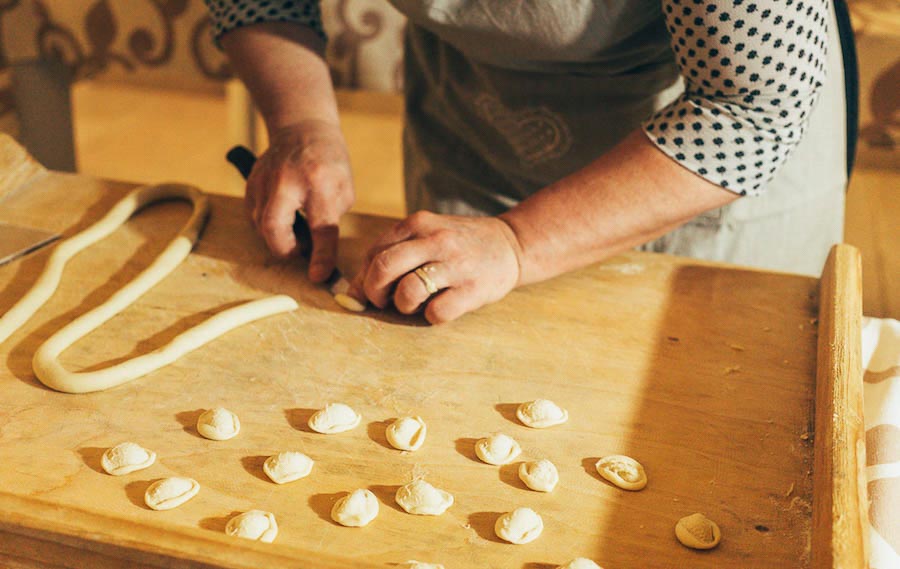 Orecchiette pasta with turnips in Puglia