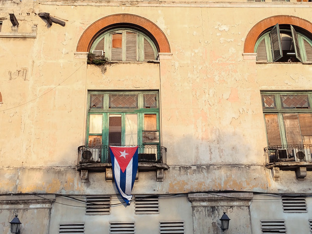 Cuban Flag in a Havana building