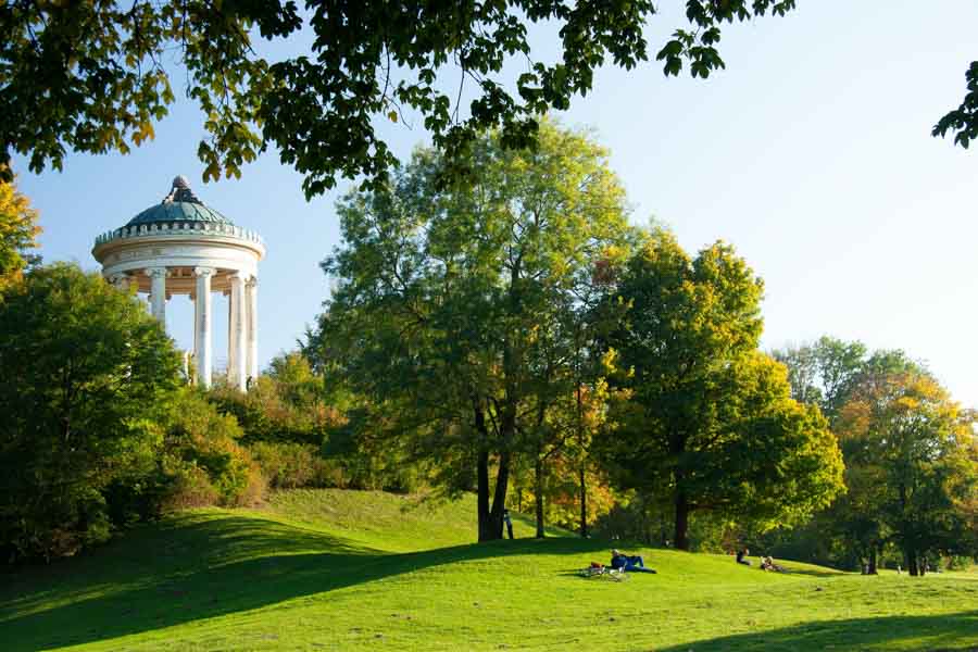 English garden in Munich at fall time