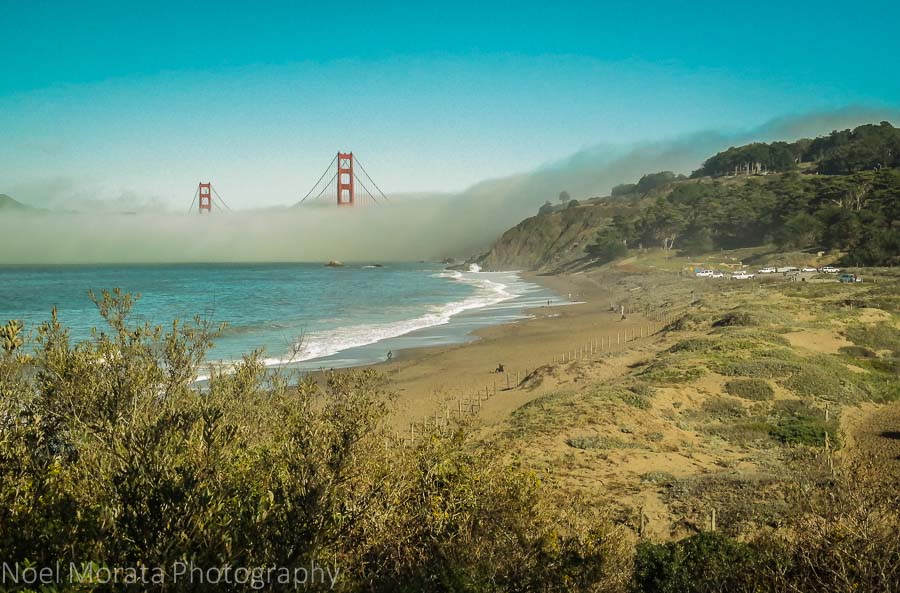 Have a fun Beach Day at Baker or Marshal Beach and enjoy the Golden Gate Bridge in the Back Ground