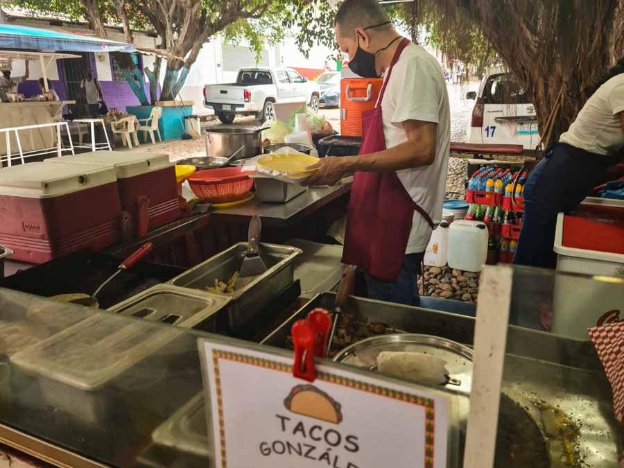 Trying a local taco stand in Romantico zone