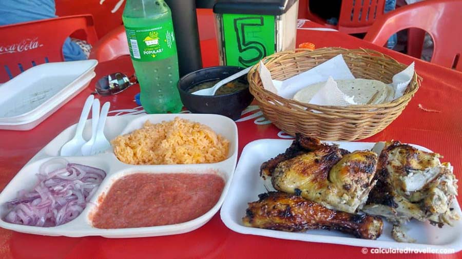  Charcoal-grilled chicken cooked Sinaloa-style at Asadero El Pollo Playa del Carmen Mexico