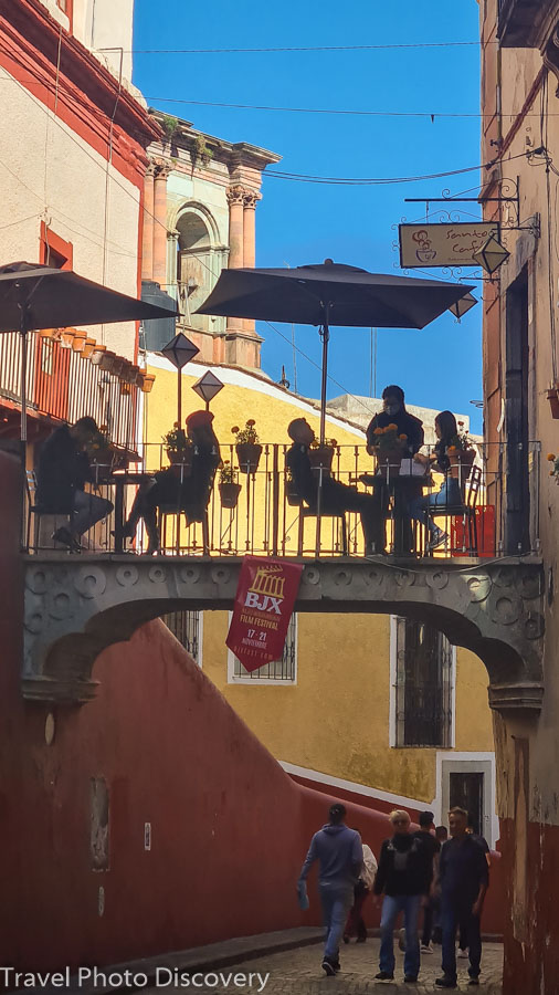 A cool walking bridge that was converted into an eating venue with fabulous views in the historic district