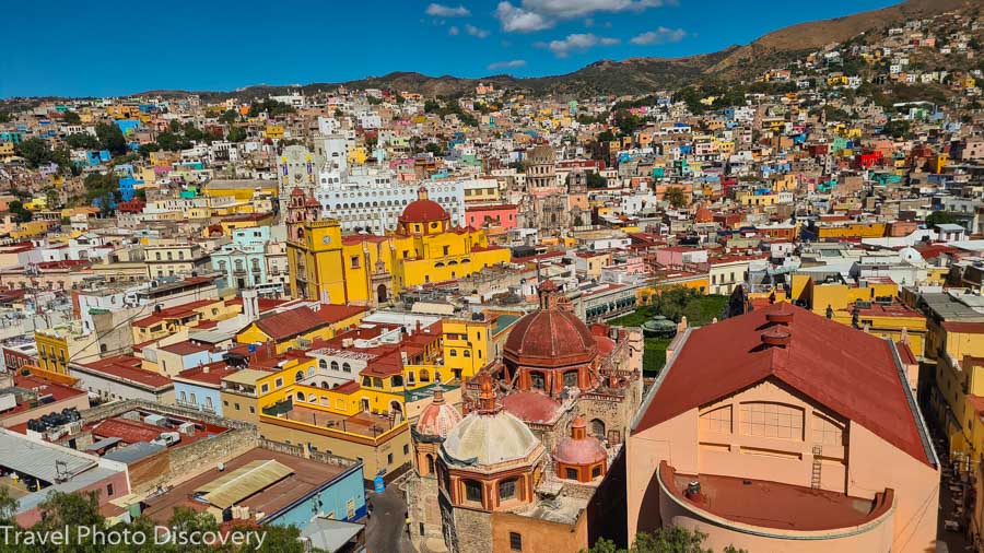 Taking the tiny funicular ride to top of Guanajuato city for some magnificent views