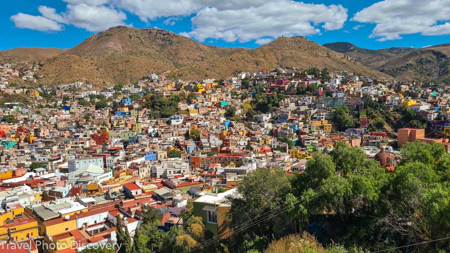 Taking the tiny funicular ride to top of Guanajuato city for some magnificent views