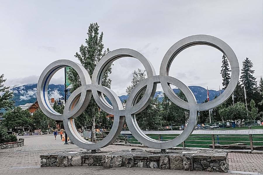 Whistler, BC, Canada - January 15, 2020. Night View of the Olympic Rings in  Whistler Village Editorial Stock Photo - Image of culture, light: 203098508