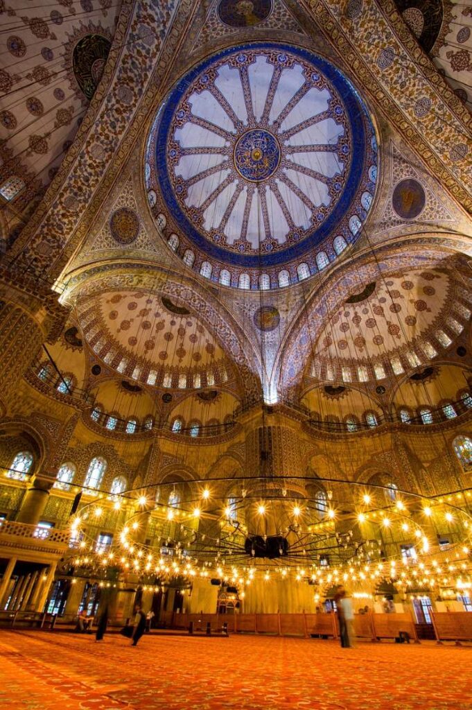 Explore the elaborate interiors of the Blue Mosque