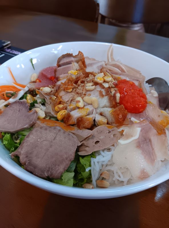 Bún chả dish with pork